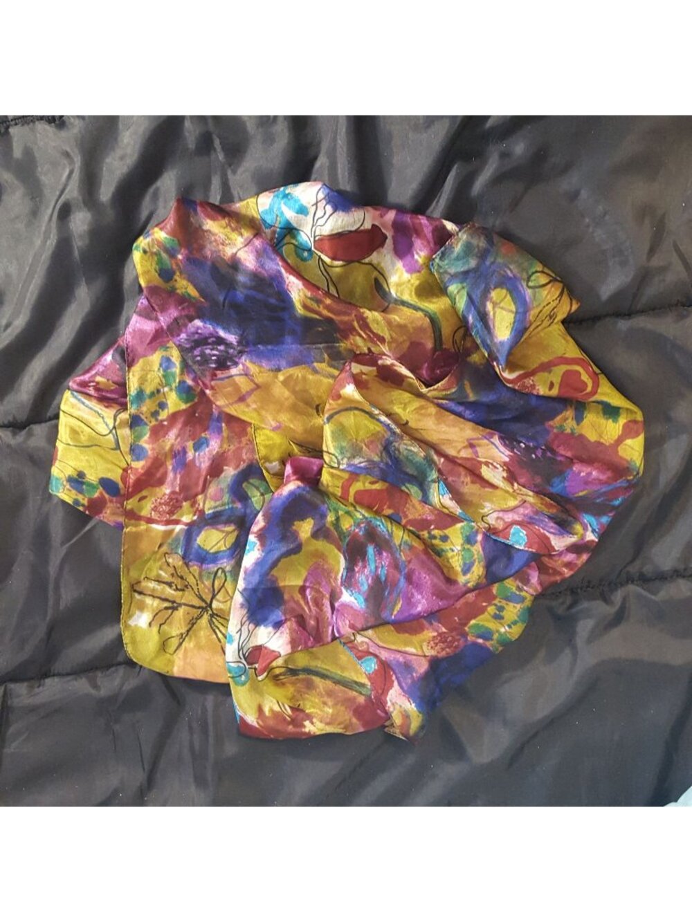Vtg Large Luxurious Vivante 100% silk scarf Artistic Rich Moody colors 68x21 in